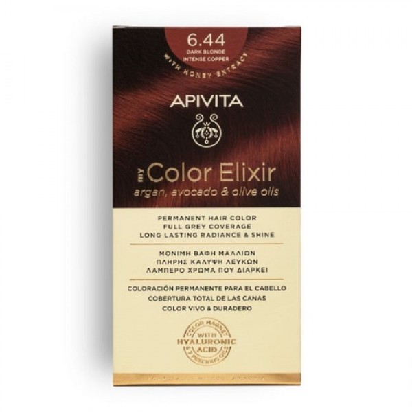 Apivita My Color Elixir Kit Βαφή Μαλλιών No 6.44 Ξανθό Σκούρο Έντονο Χάλκινο
